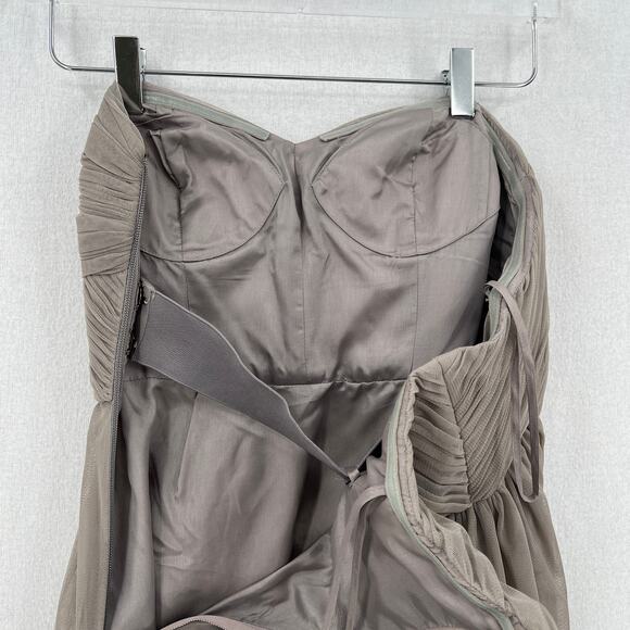 ANTHROPOLOGIE VA ET VIEN BHLDN Strapless Mini Dress Womens 4 Gray Tulle Pleat - Picture 11 of 13
